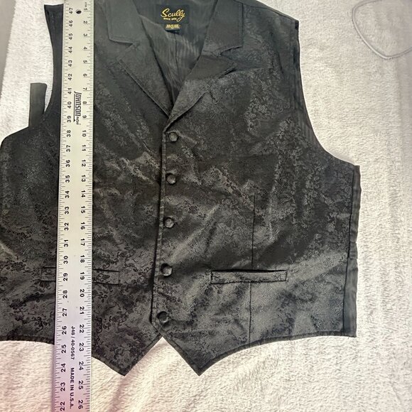 Scully Mens Black Paisley Vest XL Button Front Gothic Notch Collar Lightweight - Picture 7 of 7